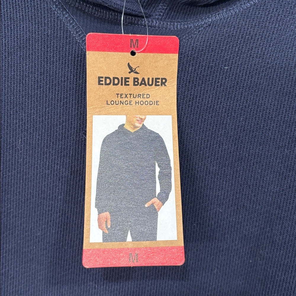 Eddie Bauer Men's Navy Textured Lounge Hoodie - Picture 2 of 5